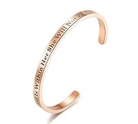 RZRPYFMM Bracciale Aperto A Forma Di C in Oro Rosa Alla Moda Da Donna Gotica, Bracciale Da Donna Regolabile Con Testo Motivazionale Inciso in Acciaio Inossidabile,D'oro