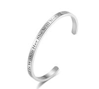 RZRPYFMM Bracciale Aperto A Forma Di C in Oro Rosa Alla Moda Da Donna Gotica, Bracciale Da Donna Regolabile Con Testo Motivazionale Inciso in Acciaio Inossidabile,Argento