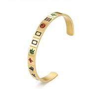 RZRPYFMM Bracciale Con Polsino Creativo Mahjong Gotico, Bracciale Con Apertura A Trasferimento Mahjong Per Il Tempo Libero E Intrattenimento Alla Moda Per Uomo E Donna,Gold a