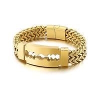 RZRPYFMM Bracciale Da Uomo A Lama Di Scheletro, Bracciale Creativo Personalizzato in Acciaio Inossidabile,D'oro,22cm