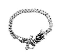 RZRPYFMM Bracciale Da Uomo in Acciaio Inossidabile Con Testa Di Drago, Bracciale A Chiglia D'oro Semplice Di Moda,Argento,22cm