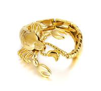 RZRPYFMM Bracciale Da Uomo in Oro E Scorpione Nero, Bracciale Semplice in Acciaio Inossidabile,D'oro,21cm