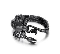 RZRPYFMM Bracciale Da Uomo in Oro E Scorpione Nero, Bracciale Semplice in Acciaio Inossidabile,Nero,21cm