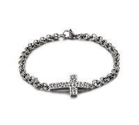 RZRPYFMM Bracciale Di Preghiera Da Uomo in Acciaio Inossidabile, Semplice Bracciale in Acciaio Inossidabile,Argento,21.5cm
