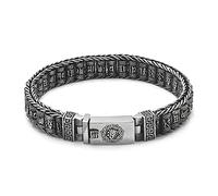 RZRPYFMM Bracciale Mantra Da Uomo in Argento 925 A Sei Caratteri, Bracciale Mandala Buddista A Sei Caratteri Vintage in Argento Tailandese Intrecciato A Mano,Argento,19cm