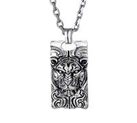 RZRPYFMM Ciondolo A Testa Di Tigre Vichinga in Argento Sterling S925 Da Uomo, Collana Gotica Vintage in Corda Di Canapa Gossip,Argento,Pendant + Chain 50cm