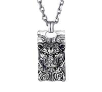 RZRPYFMM Ciondolo A Testa Di Tigre Vichinga in Argento Sterling S925 Da Uomo, Collana Gotica Vintage in Corda Di Canapa Gossip,Argento,Single Pendant