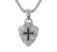 RZRPYFMM Ciondolo Da Uomo A Forma Di Croce Di Peltro Puro, Collana Di Croce Gotica Cristiana,Argento,Single Pendant