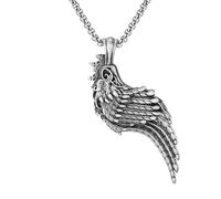 RZRPYFMM Ciondolo Da Uomo Con Ali D'angelo in Peltro Puro, Collana Di Ali Gotiche Vichinghe Vintage,Argento,Pendant + Chain 50cm
