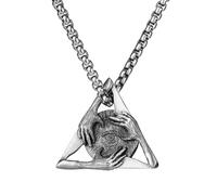 RZRPYFMM Ciondolo Da Uomo Con Occhio Di Horus in Puro Peltro, Collana Gotica Vintage Con Occhio Del Diavolo,Argento,Pendant + Chain 50cm