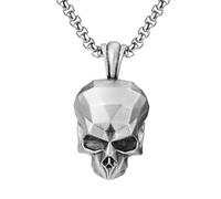 RZRPYFMM Ciondolo Da Uomo Con Teschio in Peltro Puro, Collana Gotica in Acciaio Inossidabile Di Moda Vintage,Argento,Pendant + Chain 50cm