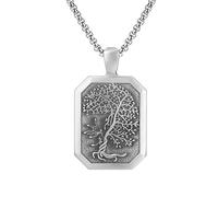 RZRPYFMM Ciondolo Da Uomo Dell'albero Del Mondo in Peltro Puro, Collana Vichinga Vintage Dell'albero Della Vita in Acciaio Inossidabile,Argento,Pendant + Chain 50cm