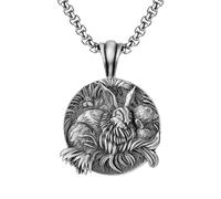 RZRPYFMM Ciondolo Da Uomo E Da Donna in Peltro Puro, Collana Gotica Vichinga Con Coniglio D'epoca,Argento,Pendant + Chain 70cm