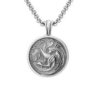 RZRPYFMM Ciondolo Da Uomo in Peltro Puro, Collana Di Drago Celtico Gotico Vintage,Argento,Pendant + Chain 60cm