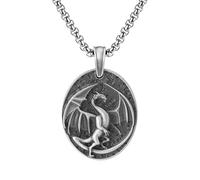 RZRPYFMM Ciondolo Da Uomo in Peltro Puro Con Drago Celtico, Collana Di Draghi Vichinghi Gotici Vintage,Argento,Single Pendant