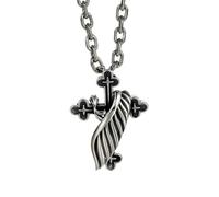 RZRPYFMM Ciondolo Da Uomo S925 in Argento Sterling A Forma Di Croce Con Ali D'angelo, Collana Gotica Vintage in Corda Di Canapa Per Pettegolezzi,Argento,Single Pendant