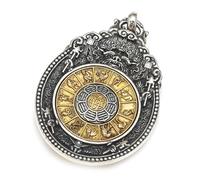 RZRPYFMM Ciondolo Da Uomo S925 in Argento Sterling A Nove Palazzi E Otto Trigrammi, Collana Gotica Vintage in Corda Di Canapa Intrecciata,Argento,Pendant + Chain 70cm