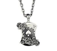 RZRPYFMM Ciondolo Da Uomo S925 in Argento Sterling Con Asso Di Picche, Collana Gotica Vintage in Canapa E Pettegolezzo,Argento,Pendant + Chain 50cm