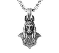 RZRPYFMM Ciondolo in Peltro Puro Dell'antico Dio Egizio Della Morte Anubis, Collana Gotica Vintage Da Uomo Anubis,Argento,Single Pendant
