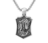 RZRPYFMM Ciondolo Medusa Da Uomo E Da Donna in Peltro Puro, Collana in Acciaio Inossidabile Con Serpente Vichingo Vintage,Argento,Single Pendant