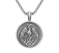 RZRPYFMM Ciondolo Phoenix Da Uomo in Peltro Puro, Collana Phoenix Vintage Gotica Vichinga,Argento,Pendant + Chain 50cm