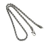 RZRPYFMM Collana A Catena Attorcigliata in Argento Sterling S925 Da Uomo Con Corda Di Canapa, Collana D'argento A Catena Attorcigliata Alla Moda,5mm,65cm