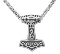 RZRPYFMM Collana Con Ciondolo A Forma Martello Vichingo Thor Testa Pecora Ciondolo Con Motivo A Runa Uomini E Donne Gioielli Scandinavi Nordici Acciaio Inossidabile 316L,Argento,60