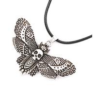 RZRPYFMM Collana Con Ciondolo Con Teschio Di Falena Vichinga, Teschio Vintage E Gioielli Con Testa Di Falena Della Morte, Regalo Di Compleanno Per Motociclisti Punk,Argento,55cm