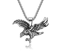 RZRPYFMM Collana da uomo in acciaio inox aquila Eagle Predator ciondolo Hip Hop accessorio di trasporto punk rock acciaio inossidabile animale aquila marchio ciondolo, 3cm*60cm, acciaio inox, Senza