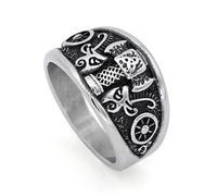 RZRPYFMM Drago in Acciaio Inossidabile Vichingo Anello Runa Modello Luna Nordic Odino Ascia Segno Simbolo Anello Trinità Simbolo Gioielli Regalo,Argento,11