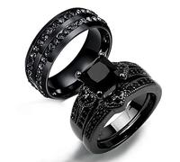 RZRPYFMM Due Pezzi Coppia Anello Zircone Fede Nuziale 2 Pezzi Diamante Semplice Moda Anello Personalizzato Sposa E Sposo Set Di Gioielli,Nero,8