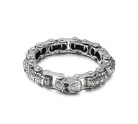 RZRPYFMM Europa E Gli Stati Uniti Bracciale Cranio Chiglia, Moda Creativa Bracciale Da Uomo in Acciaio Inox,Argento,22cm