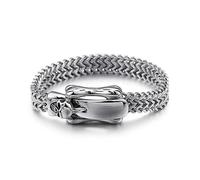 RZRPYFMM Europa E Gli Stati Uniti Bracciale Cranio in Acciaio Inox, Bracciale Personalità Moda Retrò,Argento,23cm