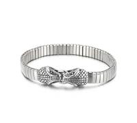 RZRPYFMM Europa E Gli Stati Uniti Personalità Doppia Testa Di Serpente Bracciale, Bracciali Elastici Da Uomo,Argento,21cm