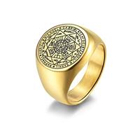 RZRPYFMM Gotico Anello in Acciaio Inox Stella a Sette Punte Misterioso Stella Anello Charm Sette Angel Sigillo Protezione Amuleto Uomini e Donne Anello Gioielli, 12, acciaio inossidabile, No Gemstone