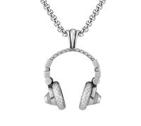 RZRPYFMM Moda Maschile Ciondolo Auricolare in Peltro Puro, Semplice Collana Vintage in Acciaio Inossidabile,Argento,Pendant + Chain 60cm