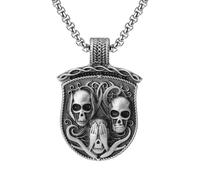 RZRPYFMM Moda Maschile Ciondolo in Peltro Puro, Semplice Collana Vintage in Acciaio Inossidabile,Argento,Pendant + Chain 60cm