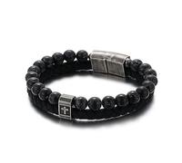 RZRPYFMM Moda Uomo Croce Bracciale in Pelle, Bracciale in Acciaio Inox Turchese,Multi colored,21cm