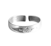 RZRPYFMM Piede D'argento 999 Una Foglia Bodhi Lotus Cuore Sutra Bracciale, Semplice Moda Bracciale,Argento,18cm~22cm