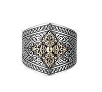 RZRPYFMM S925 Anello Pestello Vajra Vintage Da Uomo in Argento Sterling, Gioielleria Regolabile Con Apertura Di Moda Gotica,Argento,10#