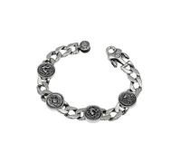 RZRPYFMM S925 Argento Quattro Grandi Bestie Bagua Bracciale Cubano, Alla Moda E Dominante Bracciale in Argento Sterling,Argento,18cm