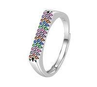 RZRPYFMM S925 Argento Sterling Light Luxury Boutique Ring Con Diamanti, Anello Vintage Alla Moda in Argento Sterling,Argento,9