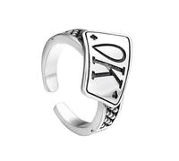 RZRPYFMM S925 Argento Sterling Uomo E Donna Semplice Anello Ok, Apertura Gotica Gioielli Moda Regolabile,Argento,9#