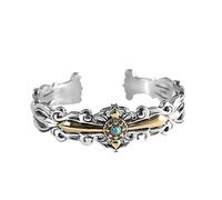 RZRPYFMM S925 Bracciale A Croce D'argento Con Girasole, Bracciale Da Uomo Personalizzato Di Moda Semplice,Argento,18cm~22cm