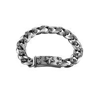RZRPYFMM S925 Bracciale Pentagramma in Argento Sterling Per Uomo, Elegante Bracciale Vintage in Argento Sterling,Argento,18cm
