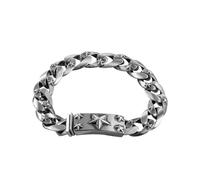 RZRPYFMM S925 Bracciale Pentagramma in Argento Sterling Per Uomo, Elegante Bracciale Vintage in Argento Sterling,Argento,22cm