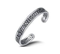 RZRPYFMM S925 Bracciale Semplice Con Cuore A Forma Di Lettera in Argento Sterling, Moda Maschile E Femminile in Argento Sterling Bracciale Aperto Regolabile,Argento,18cm~22cm