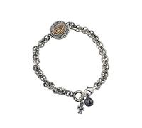 RZRPYFMM S925 Bracciale Vergine Maria in Argento Sterling Per Uomo, Bracciale Vintage in Argento Sterling,Argento,20cm