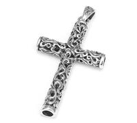 RZRPYFMM S925 Ciondolo A Croce Cristiana Da Uomo in Argento Sterling, Collana Gotica Vintage Di Canapa E Pettegolezzi,Argento,Single Pendant