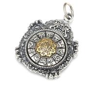 RZRPYFMM S925 Ciondolo Da Uomo in Argento Sterling A Nove Palazzi E Otto Trigrammi, Collana Gotica Vintage in Corda Di Canapa Intrecciata,Argento,Single Pendant